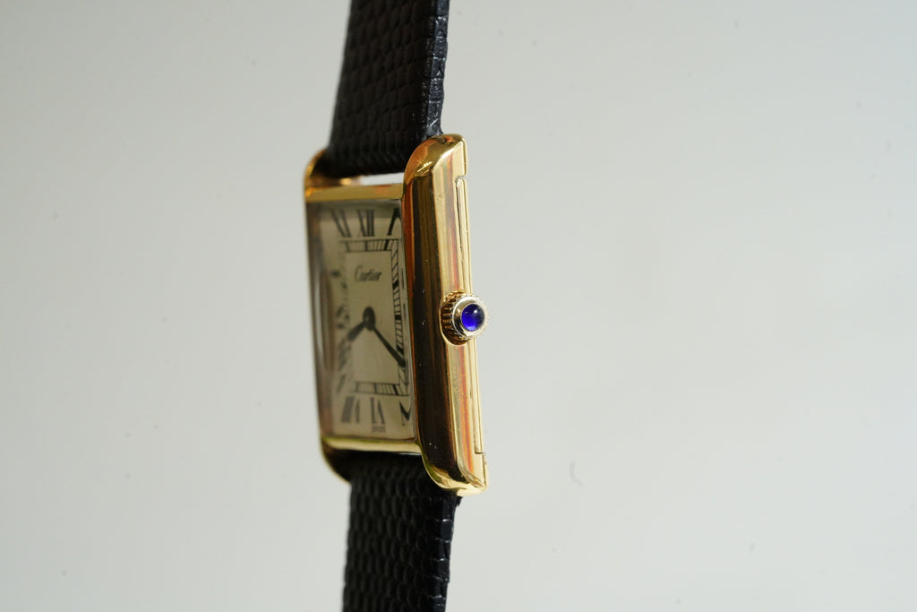 Cartier Vintage Tank Pre Must Vermeil Gold Plated Silver  / White