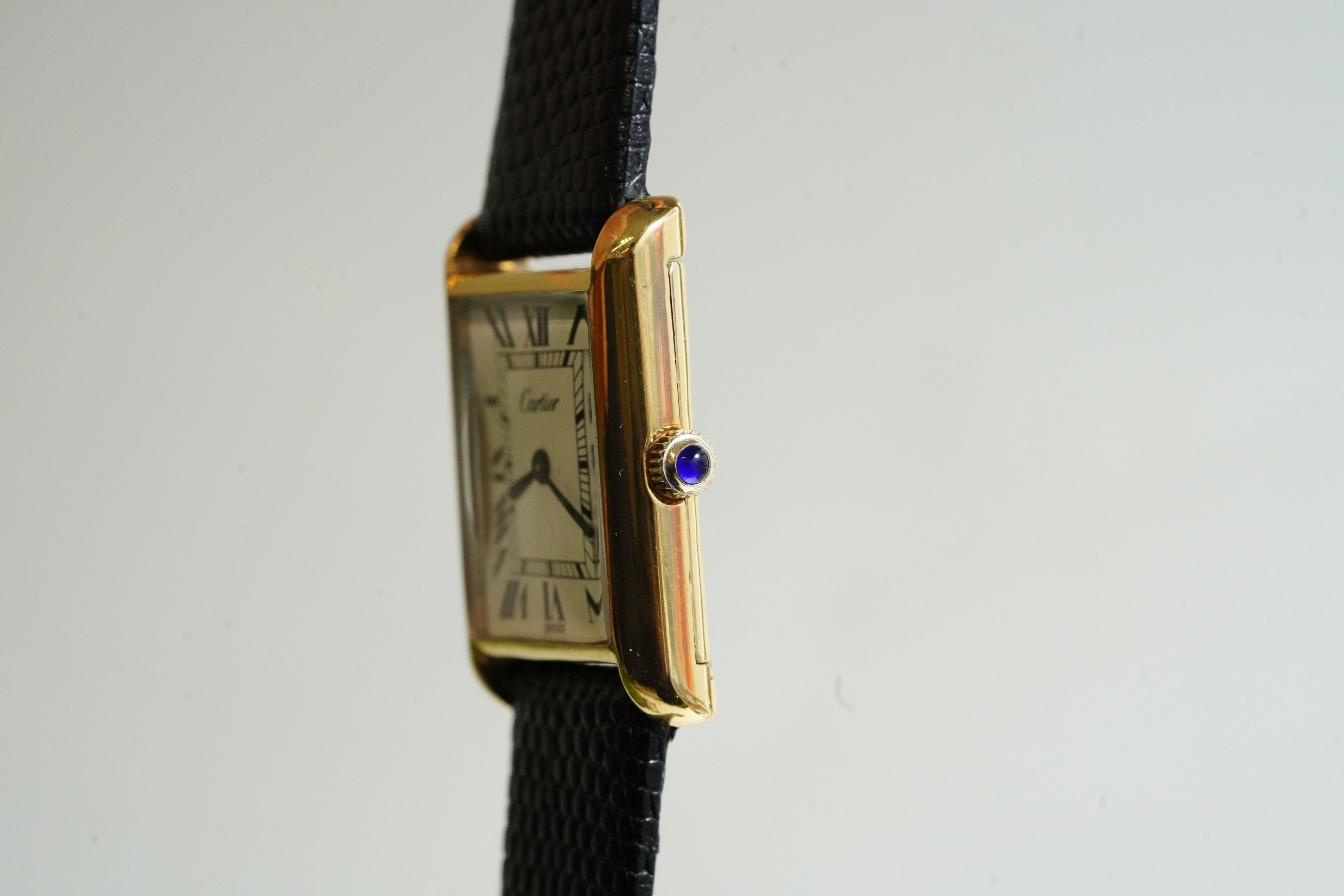Cartier Vintage Tank Pre Must Vermeil Gold Plated Silver  / White