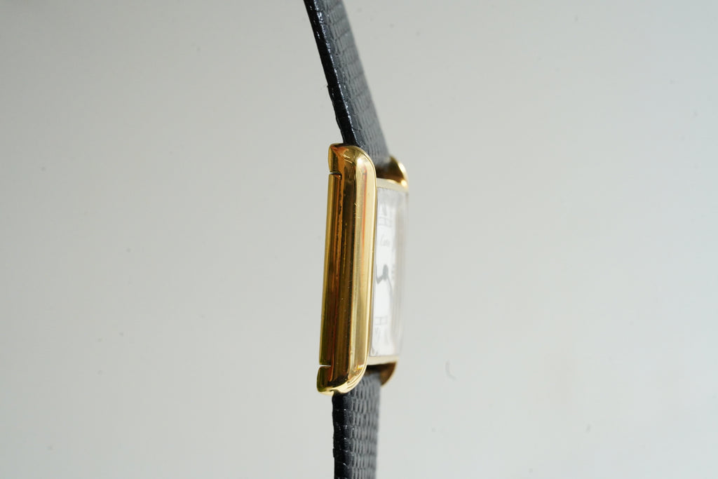 Cartier Vintage Tank Pre Must Vermeil Gold Plated Silver  / White