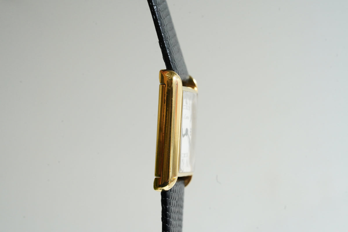 Cartier Vintage Tank Pre Must Vermeil Gold Plated Silver  / White