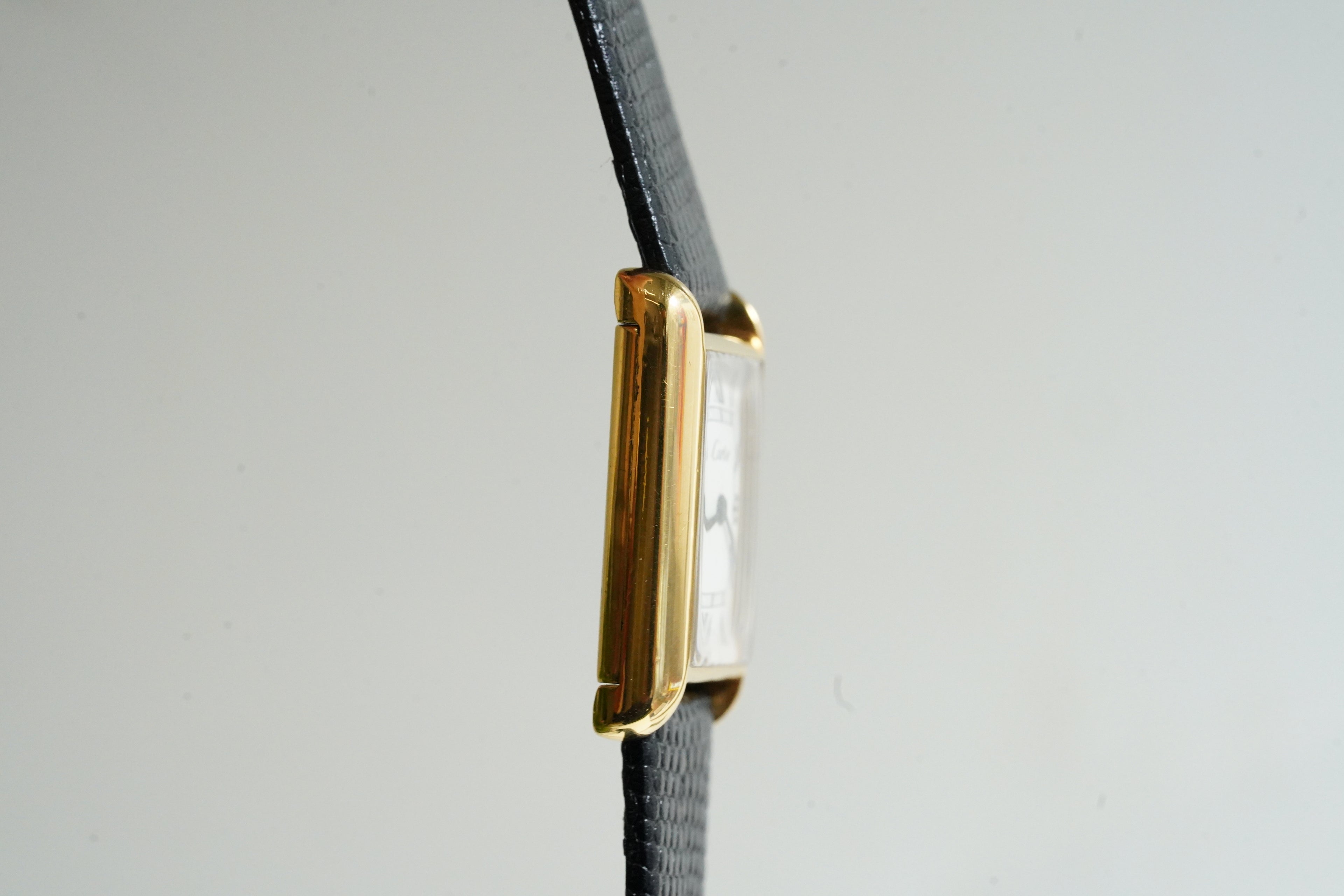 Cartier Vintage Tank Pre Must Vermeil Gold Plated Silver  / White