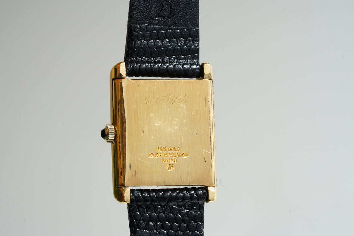 Cartier Vintage Tank Pre Must Vermeil Gold Plated Silver  / White