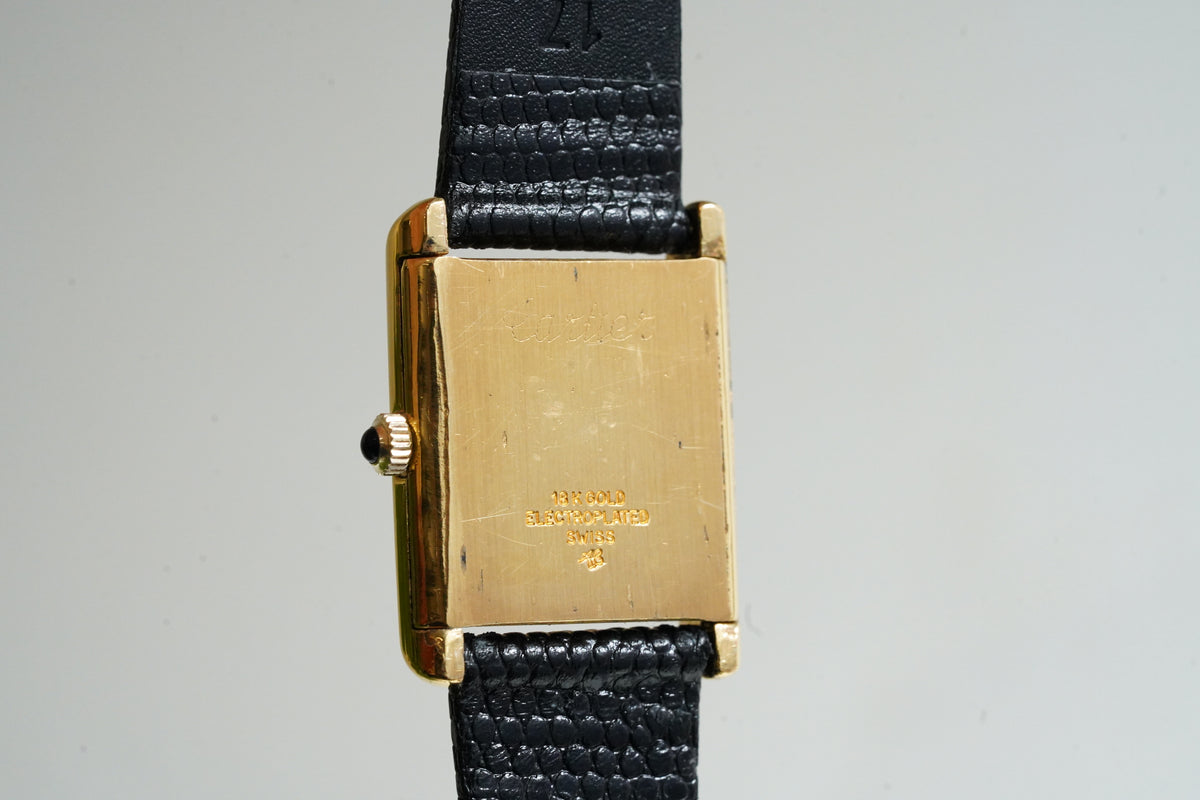 Cartier Vintage Tank Pre Must Vermeil Gold Plated Silver  / White