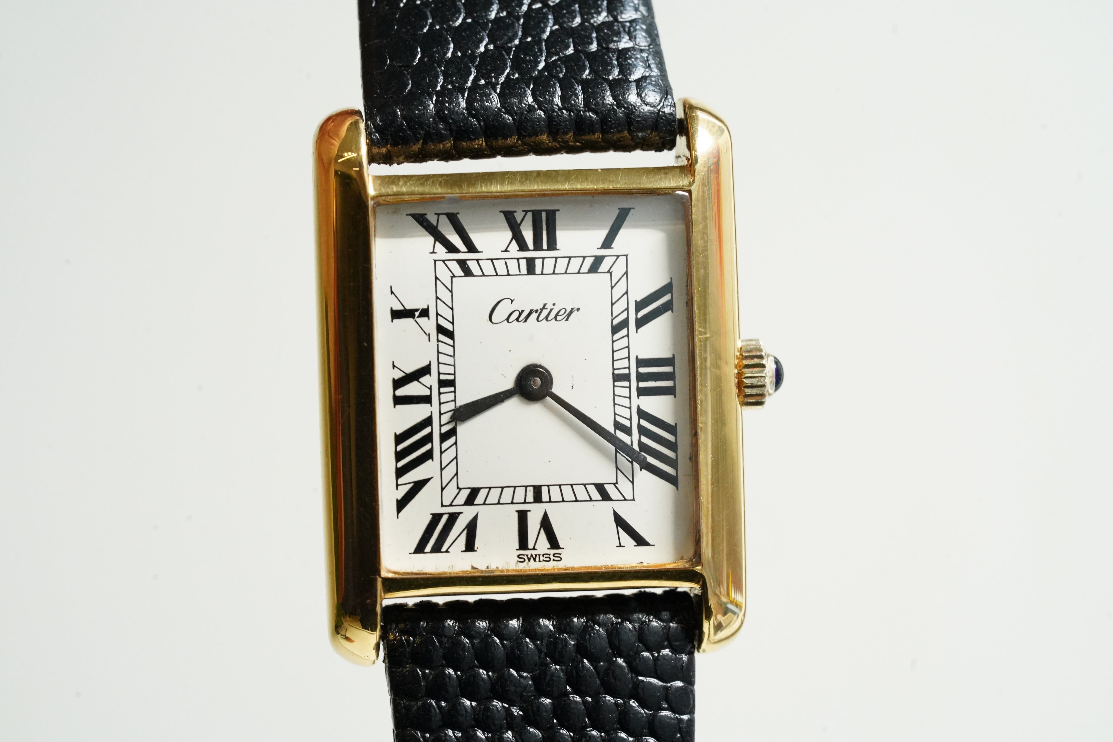 Cartier Vintage Tank Pre Must Vermeil Gold Plated Silver  / White