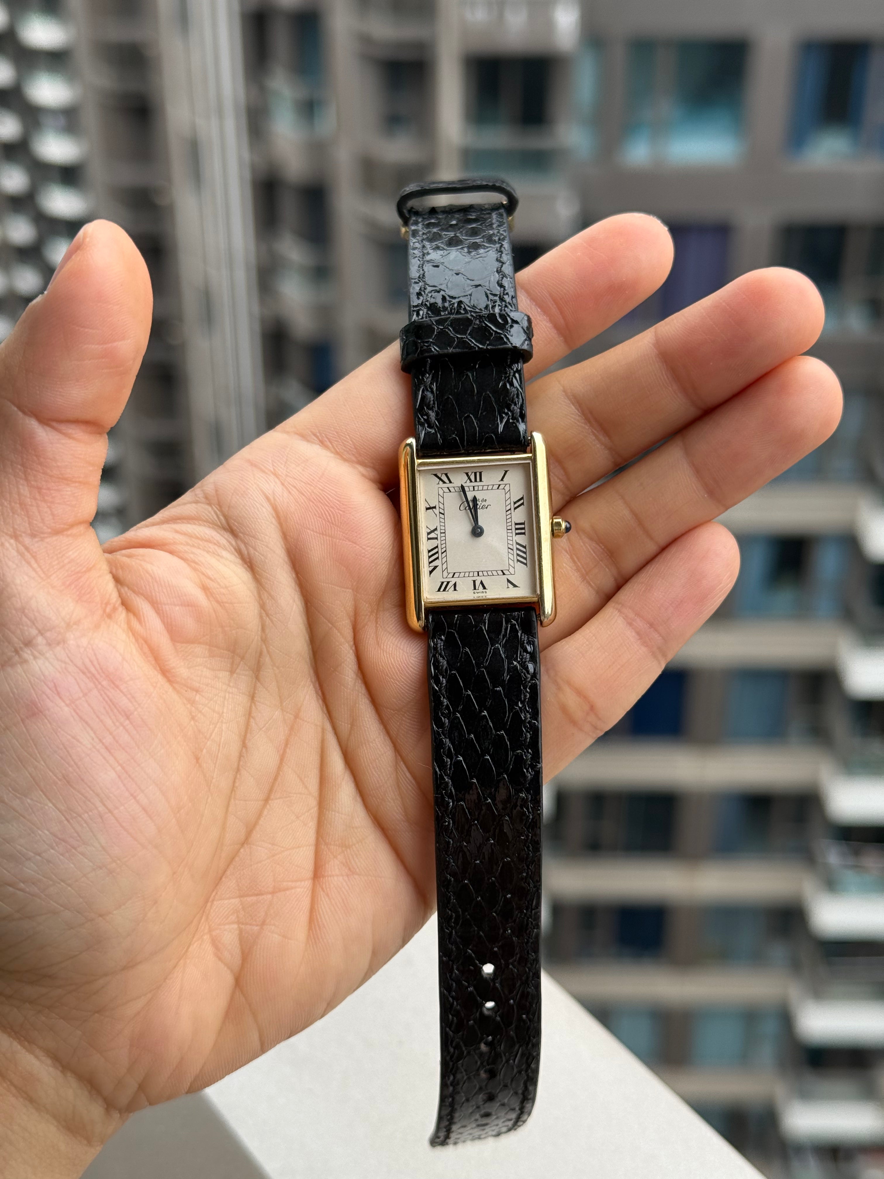 Cartier Vintage Tank Must Vermeil Gold Plated Silver  / White Dial