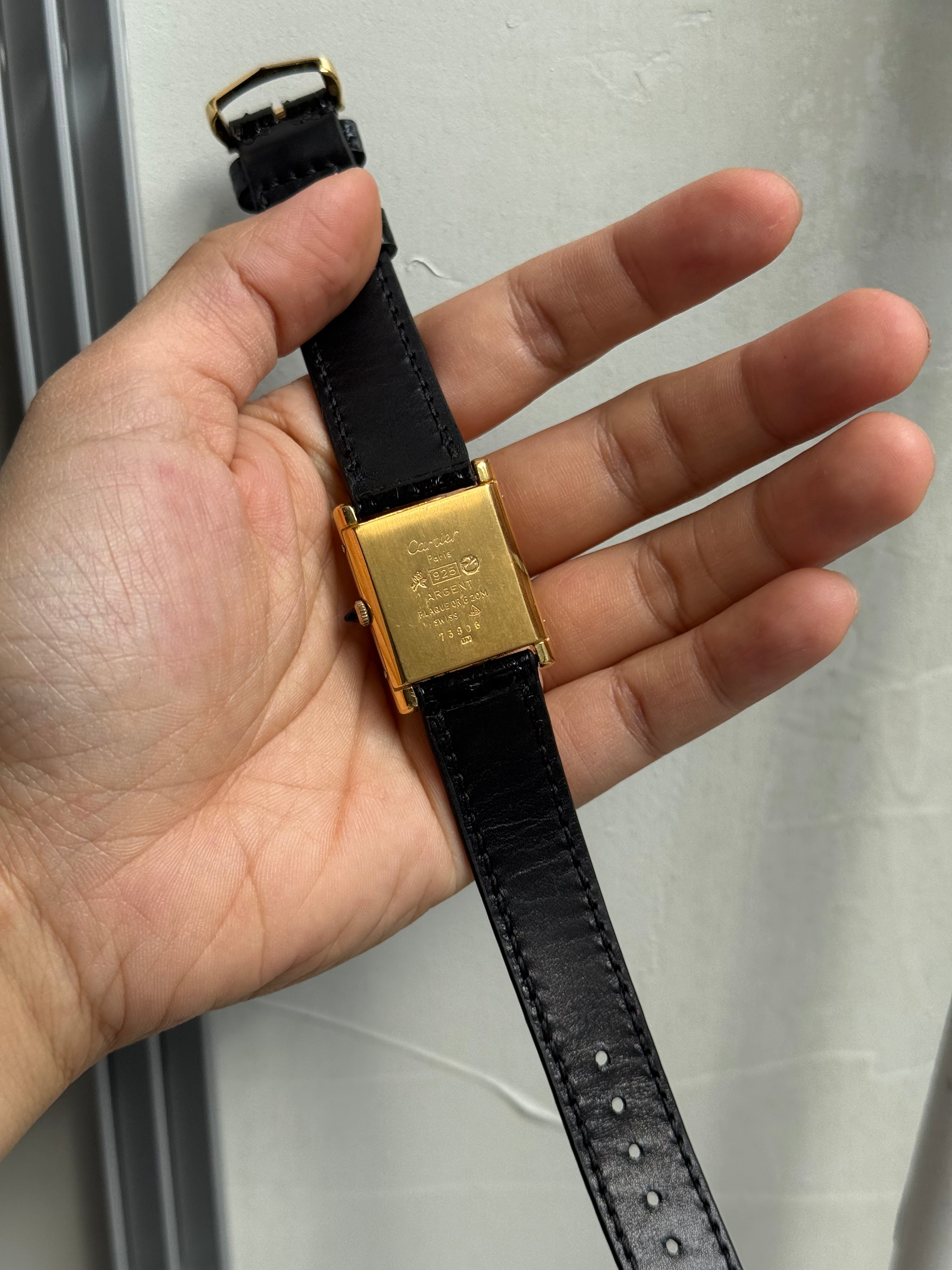 Cartier Vintage Tank Must Vermeil Gold Plated Silver  / Black Dial